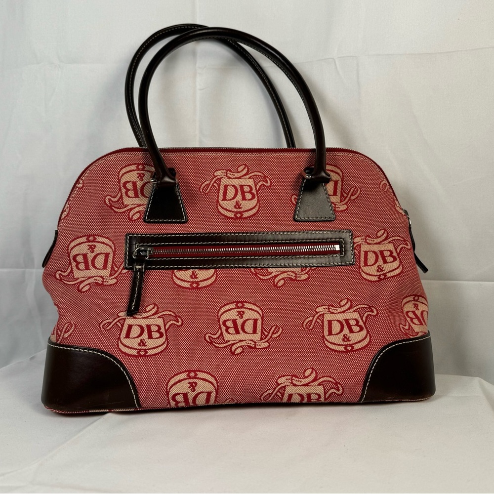 Dooney &‎ Bourke Red and Cream Donegal Crest Domed Satchel
